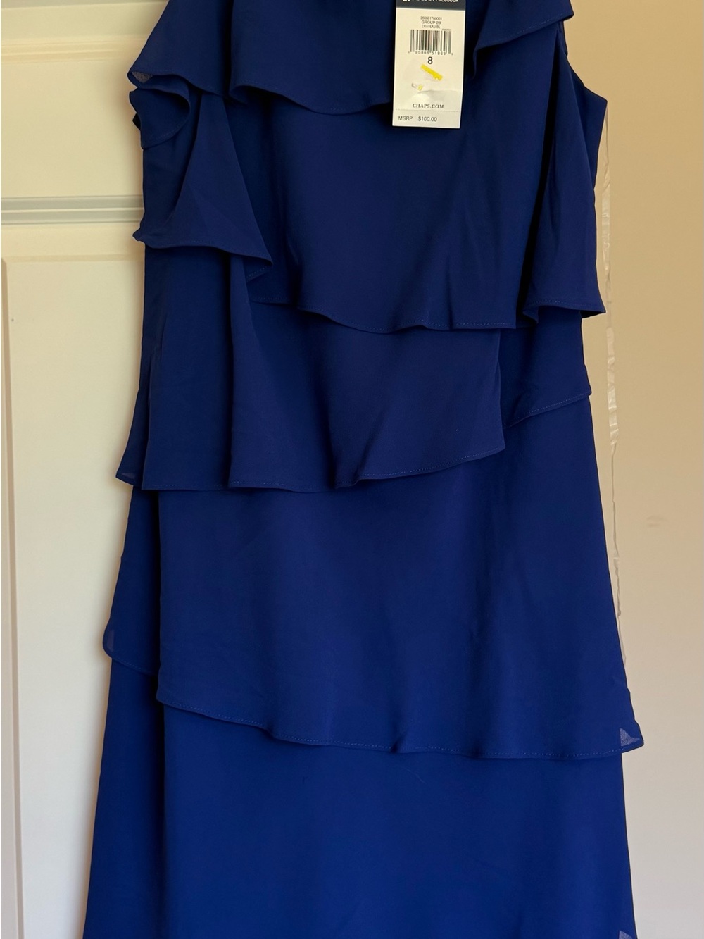 Chaps Tiered Ruffle Dress - Blue